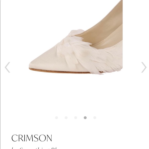 Something Bleu Crimson Ivory Satin Pumps - Picture 2 of 11